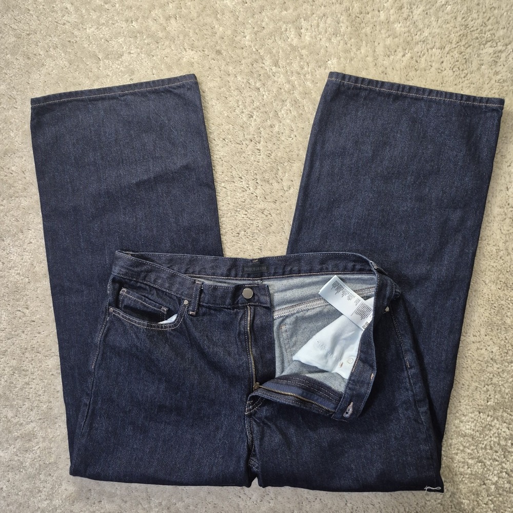 Uniqlo Wide Leg Kaihara Jeans Women 33/30 Blue Dark Wash Denim 90s Skate Japan
